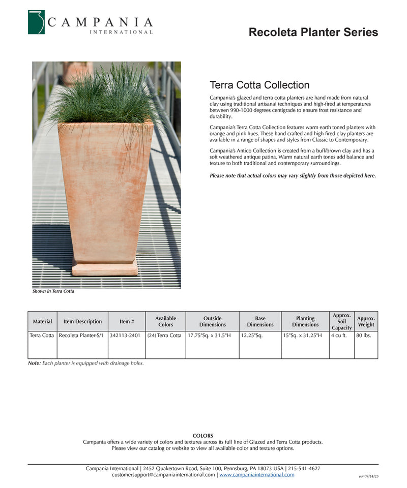 Recoleta Planter | Antico Terra Cotta Collection