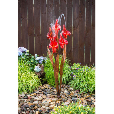 50" Copper Red Iris Flower Garden Fountain