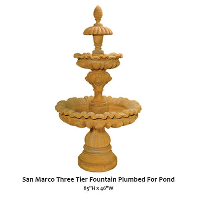 San Marco Three Tier Fountain Plumbed For Pond