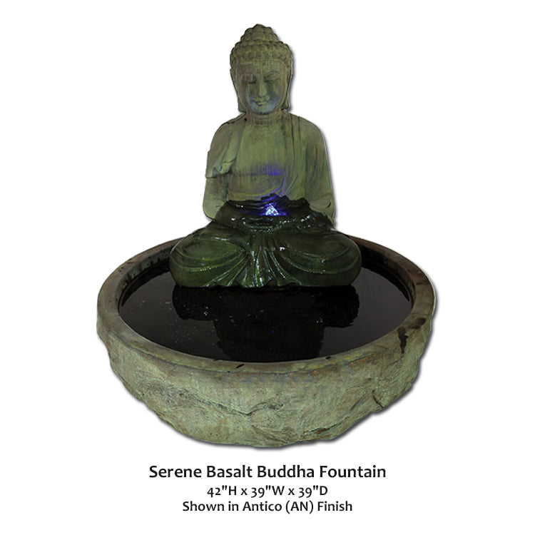 Serene Basalt Buddha Fountain
