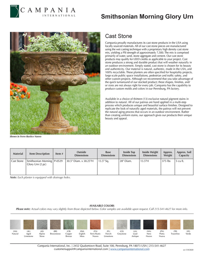 Smithsonian Morning Glory Urn Garden Planter