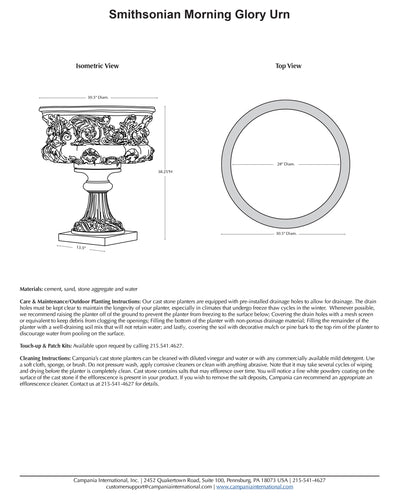 Smithsonian Morning Glory Urn Garden Planter