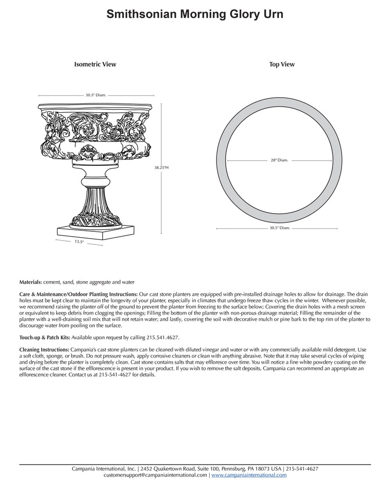 Smithsonian Morning Glory Urn Garden Planter