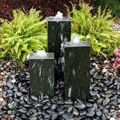 Smooth Black Granite Triple Stone Fountain