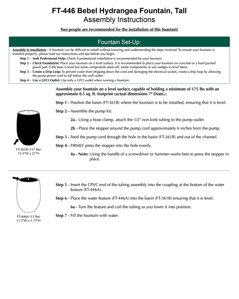 Tall Bebel Hydrangea Fountain