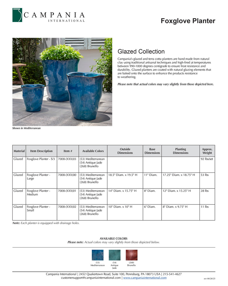 Foxglove Planter Nested Set of 3 | Glazed Collection