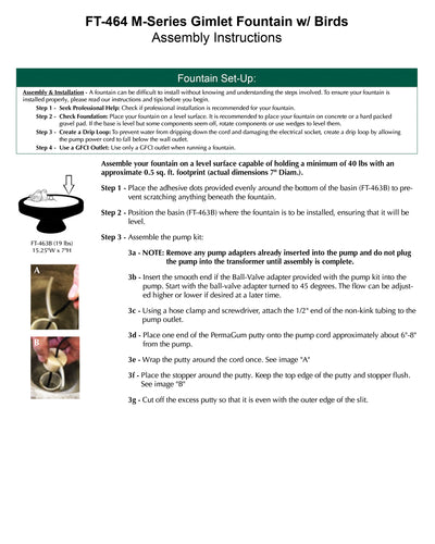 M-Series Gimlet Fountain with Birds