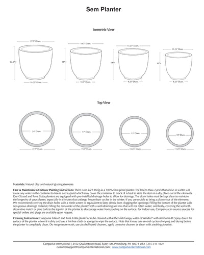 Small Sem Planter in Graphite | Glazed Collection