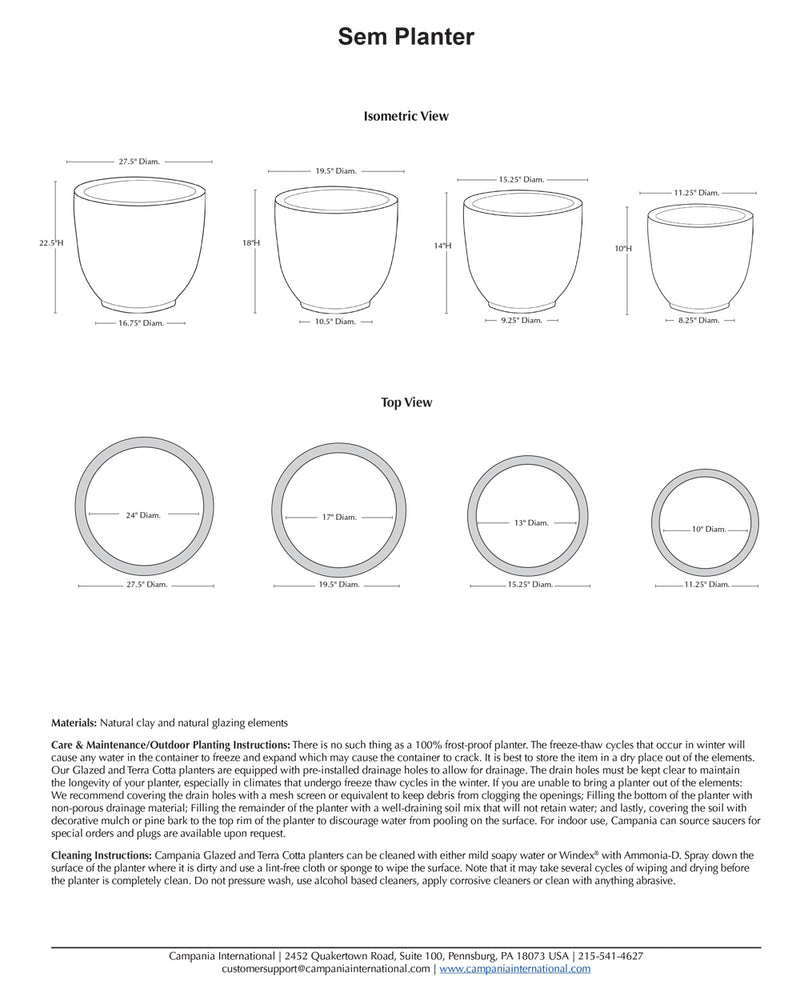 Small Sem Planter in Graphite | Glazed Collection