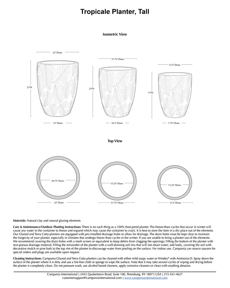 Tropicale Tall Planter Set of 3 | Glazed Collection