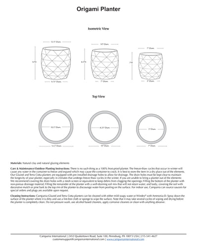 Origami Planter Nested Set of 3 | Glazed Collection