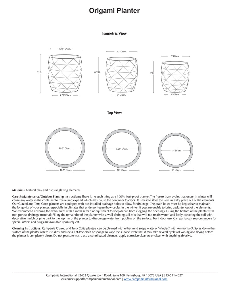 Origami Planter Nested Set of 3 | Glazed Collection