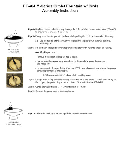 M-Series Gimlet Fountain with Birds