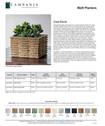 Weft Square | Cast Stone Planter