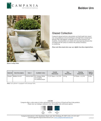 Beldon Urn | Graphite Glazed Terra Cotta Planter