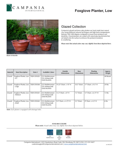 Foxglove Low Planter Nested Set of 3 | Glazed Collection