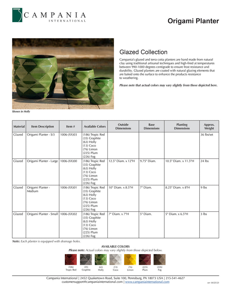 Origami Planter Nested Set of 3 | Glazed Collection