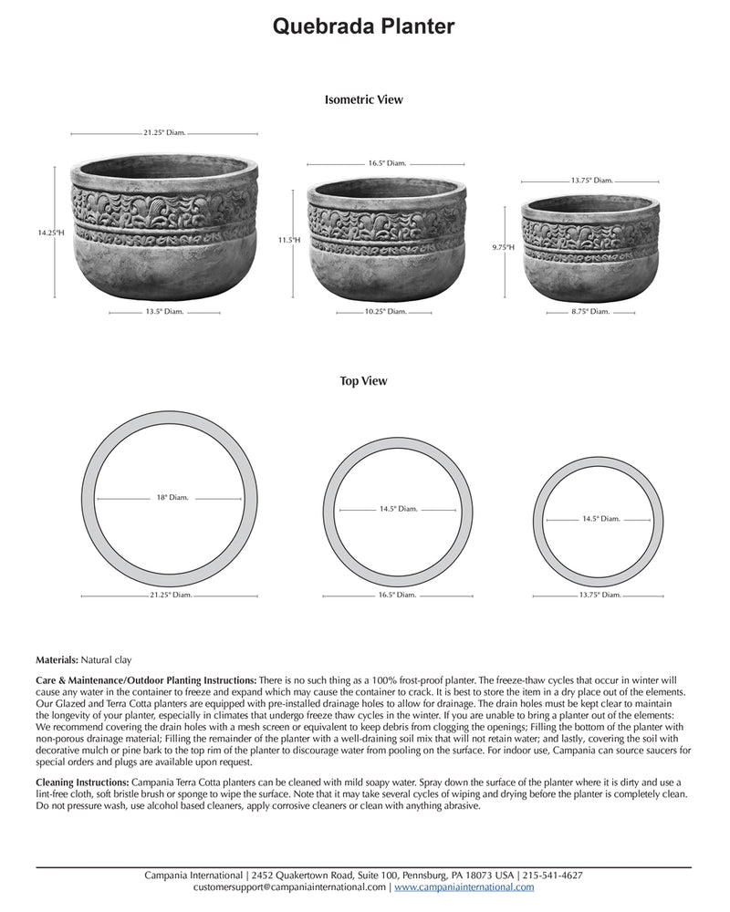 Quebrada Planter - Set of 3 in Antico Terra Cotta