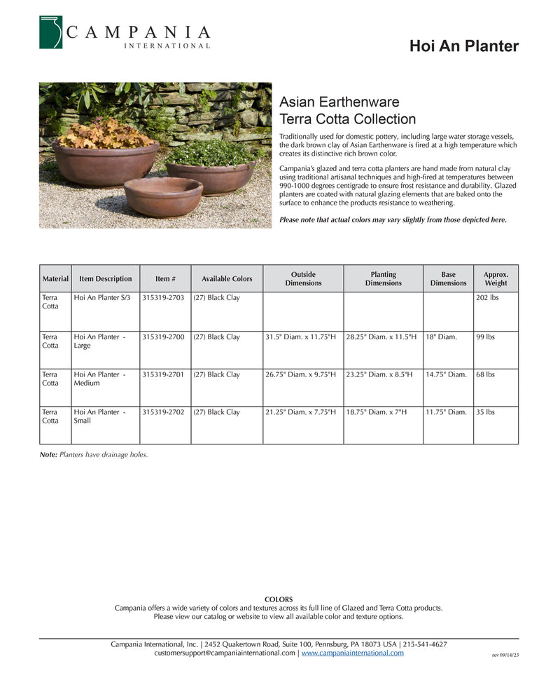 Hoi An Asian Earthenware Set of 3 | Terra Cotta Planter