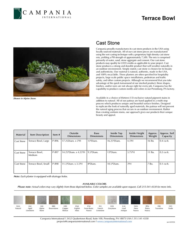 Terrace Bowl | Cast Stone Planter