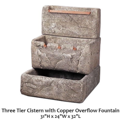 Three Tier Cistern with Copper Overflow Fountain
