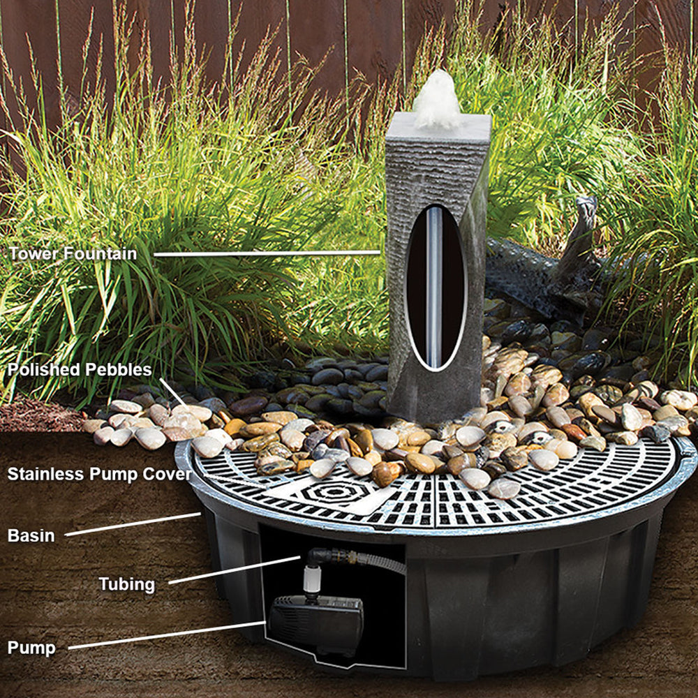 Triple Chiseled Twist Granite Stone Fountain – Soothing Company