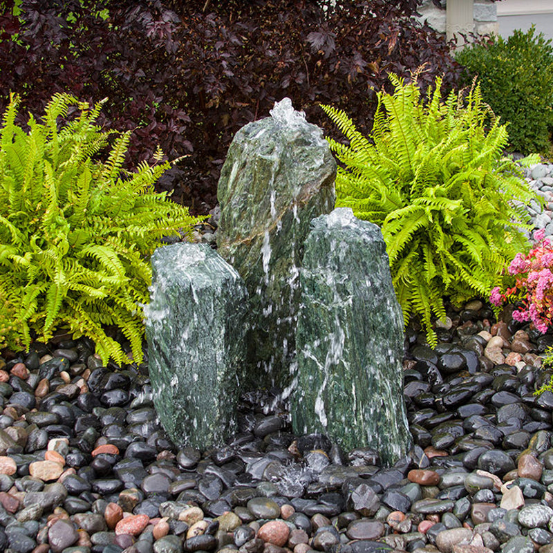 Triple Sea Green Chiseled Stone  Fountain