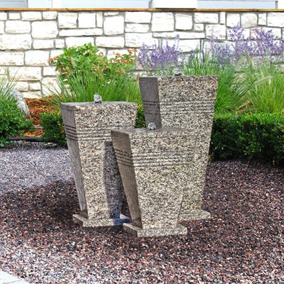 Triple Stone Urn Outdoor Fountain