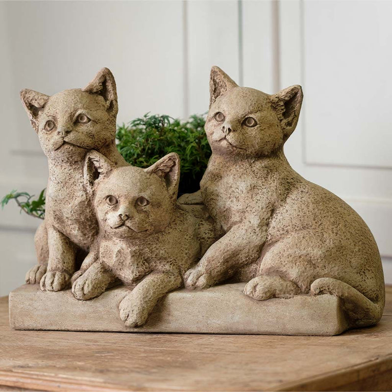 Triplets Cats Cast Stone Statue