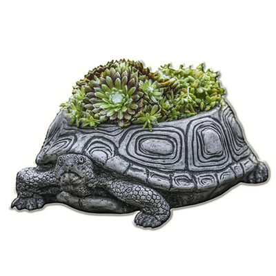 Turtle Cast Stone Garden Planter - Small