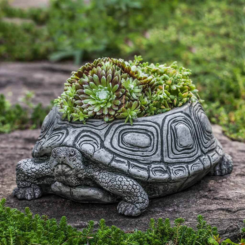Turtle Cast Stone Garden Planter - Small