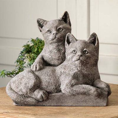 Twin Cats Cast Stone Statue