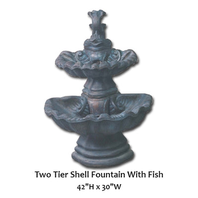Two Tier Shell Fountain With Fish