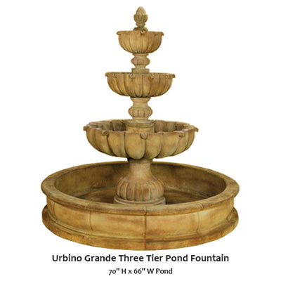 Urbino Grande Three Tier Pond Fountain