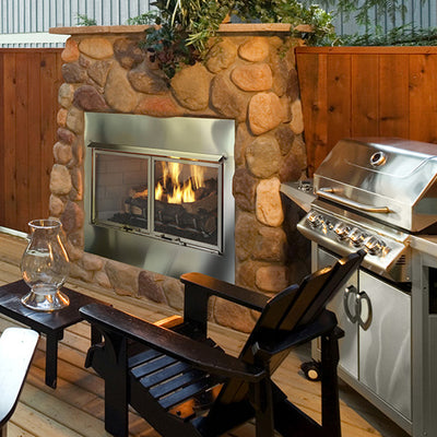Villa Gas 36" Outdoor Gas Fireplace with Traditional Refractory