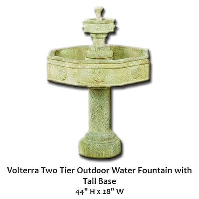 Volterra Two Tier Outdoor Water Fountain with Tall Base
