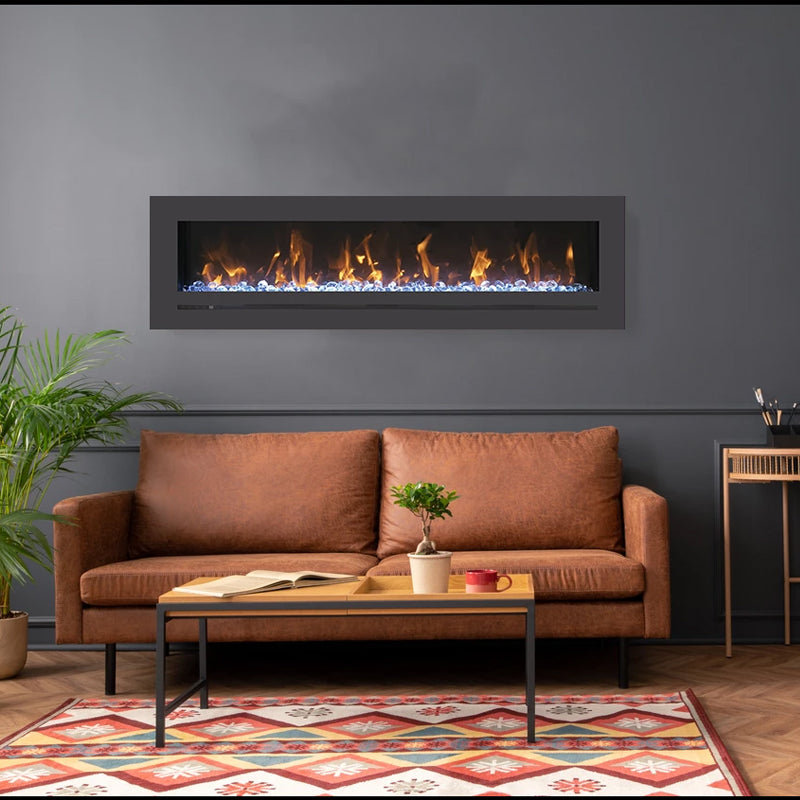 Sierra Flame 88" Linear Electric Fireplace with Steel Front