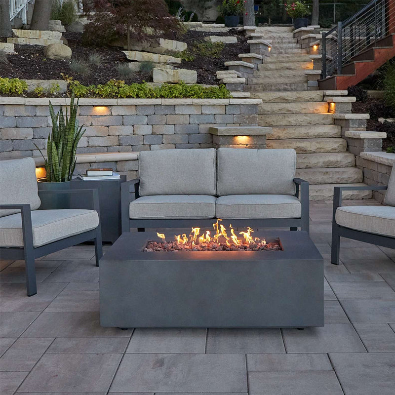 Aegean 42" Rectangle Propane Fire Table with NG Conversion Kit