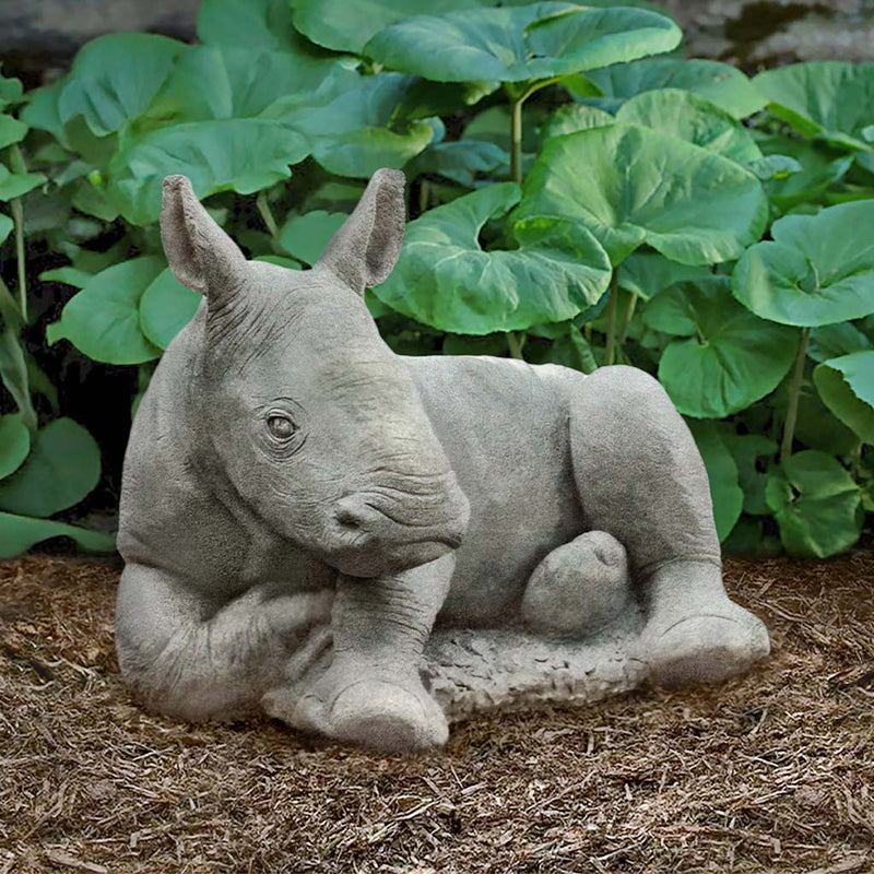 White Rhinoceros Calf Garden Statue