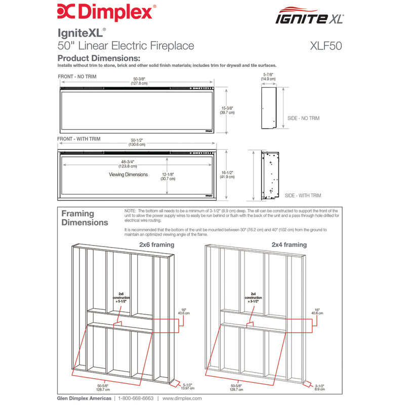 Dimplex IgniteXL®  50" Built-in Linear Electric Fireplace
