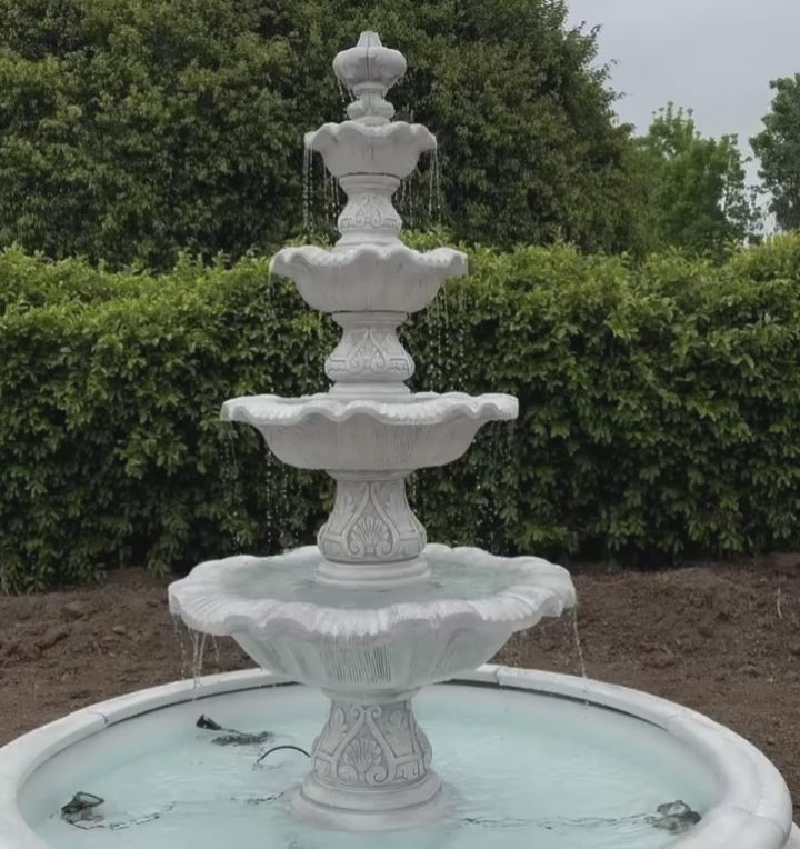 Four Tier Renaissance Fountain In Toscana Pool | Large Outdoor