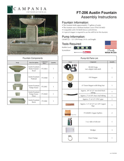 Austin Modern Water Fountain Cast Stone Fountain