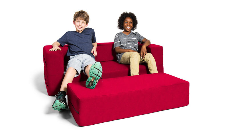 Kids Zipline Convertible Sofa & Large Ottoman
