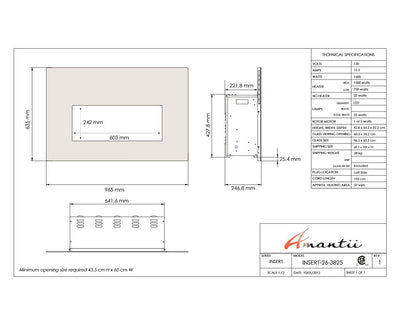Amantii 26" Electric Fireplace Insert with Black Glass Surround