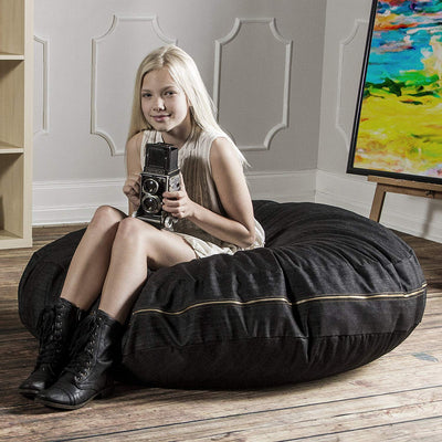 Jaxx 4 Foot Cocoon Bean Bag Chair in Denim Black