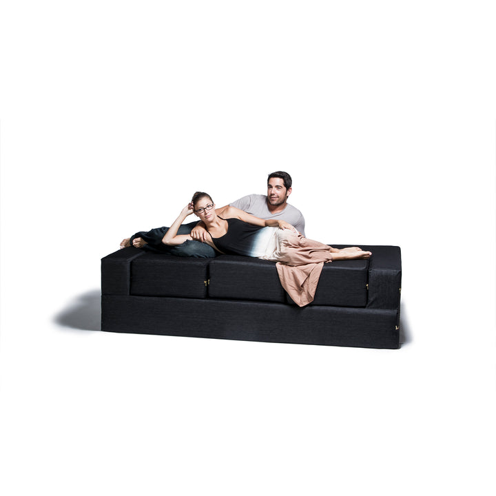 Jaxx Zipline Convertible Sleeper Sofa & Ottomans in Denim Black