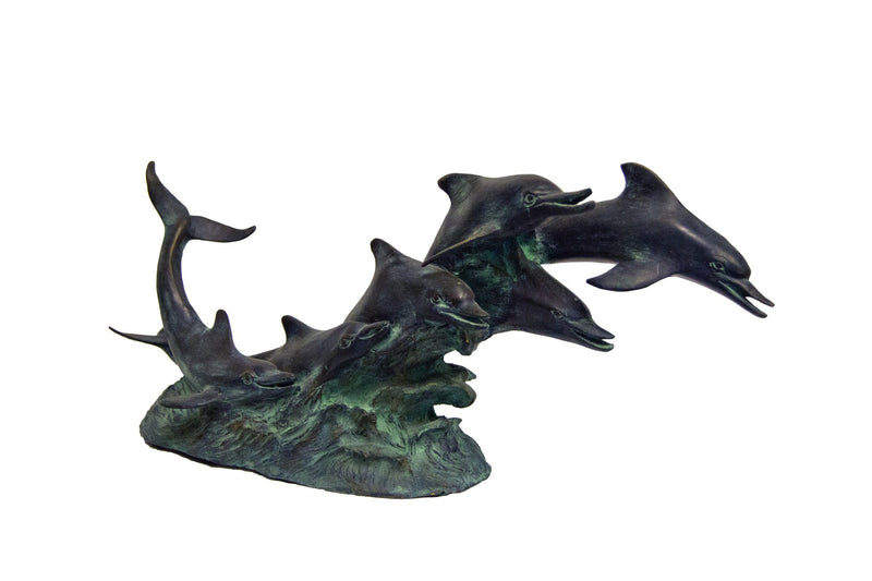 Brass Baron Dolphins Riding Waves Garden Accent and Pool Statuary
