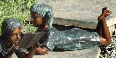 Brass Baron Medium Solitude Girl Garden Statue