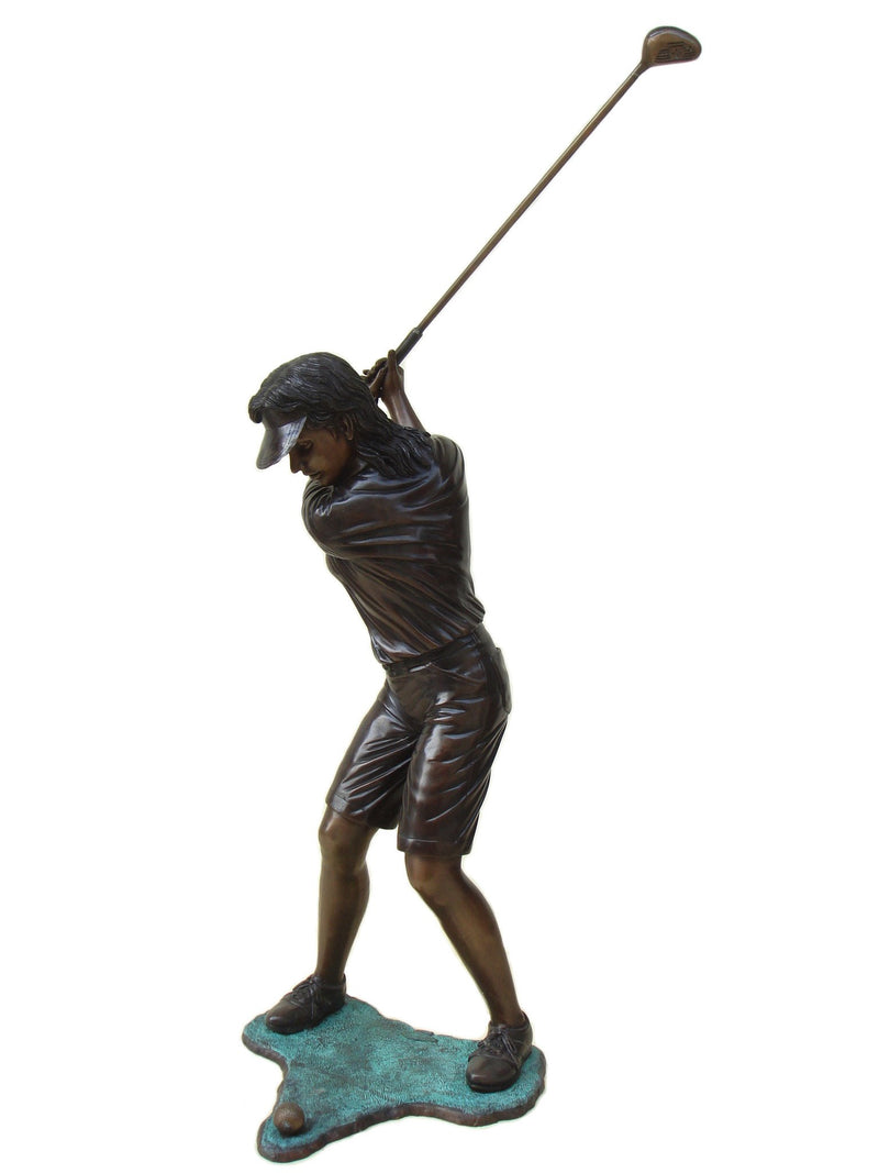 Brass Baron Girl Golfer Garden Statue