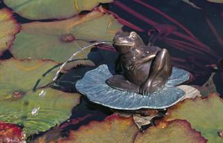 Brass Baron Small Lazy Frog Garden Accent and Pool Statuary